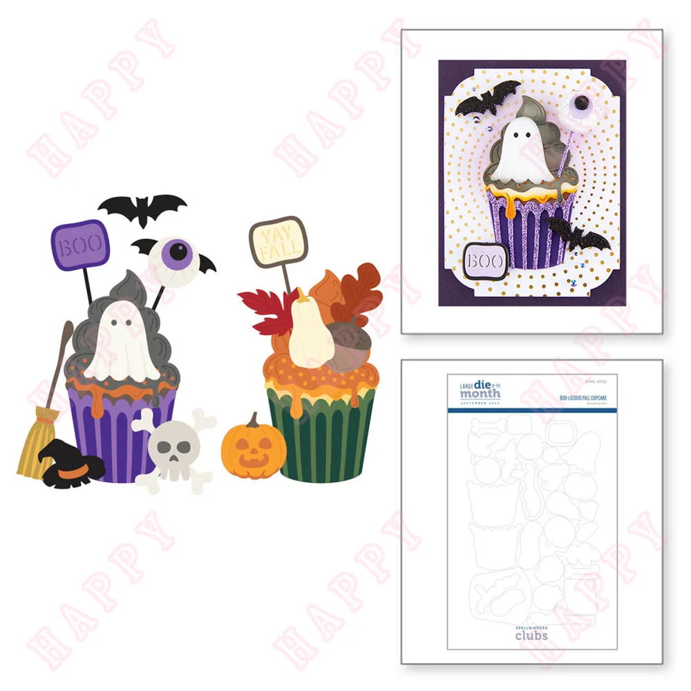 

Hot Boo Licious Fall Cupcake Stamps Metal Cutting Dies DIY Scrapbooking Card Paper Handmade 2023Holiday Christmas Ice Cream Die