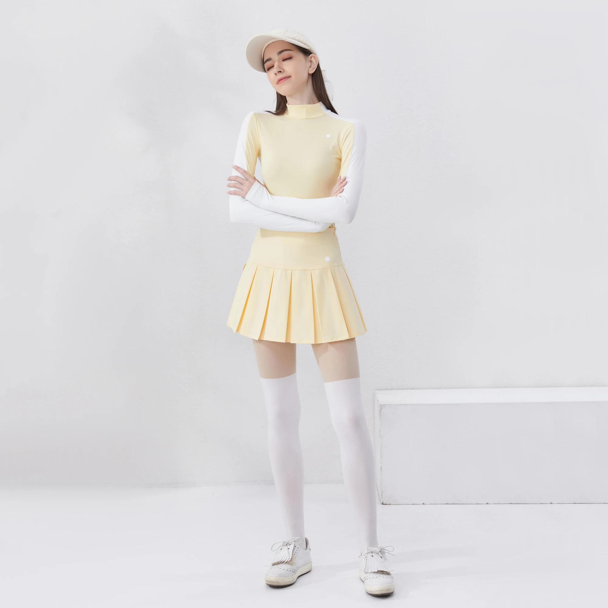 Golfist Golf Summer T-shirt for Women Long-sleeved Anti-UV Pleated Skirt Outdoor Sportswear Golf Tennis Clothes Breathable