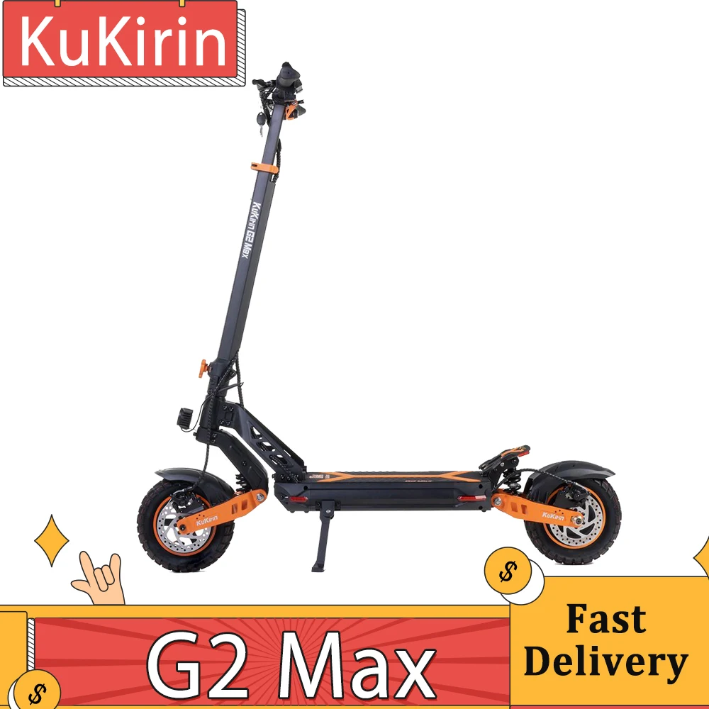 KuKirin-patinete eléctrico G2 Max, Scooter con neumáticos todoterreno de 10 pulgadas, Motor de 1000W, 55 Km/h, velocidad máxima de 48V, 20Ah, batería de 80km, carga máxima de 120KG