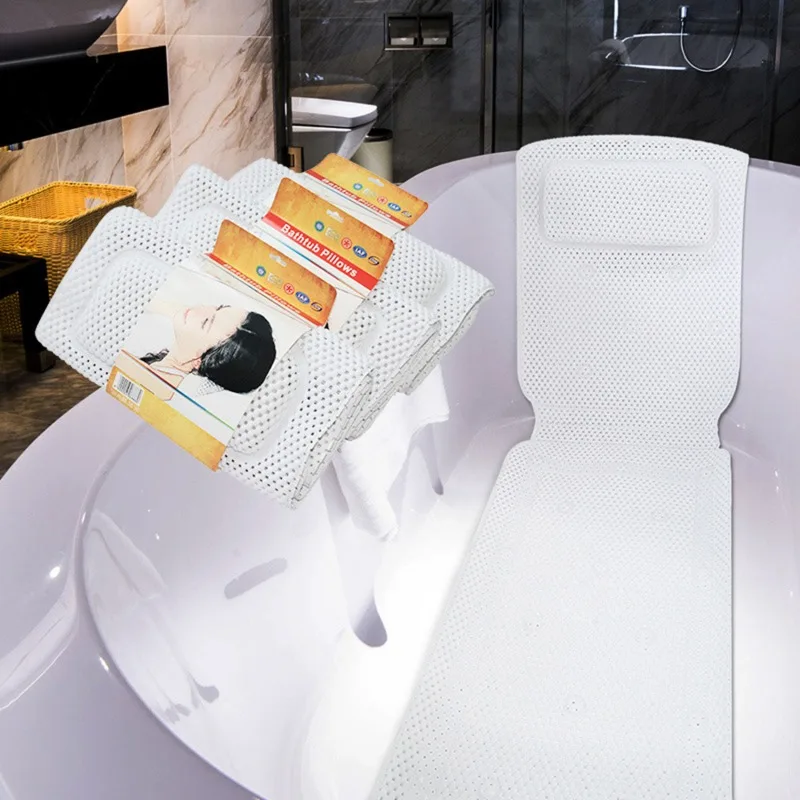 Bath Pillow Waterproof PVC Bathtub Headrest Neck Rest with Suction Cups Bathroom Accessories
