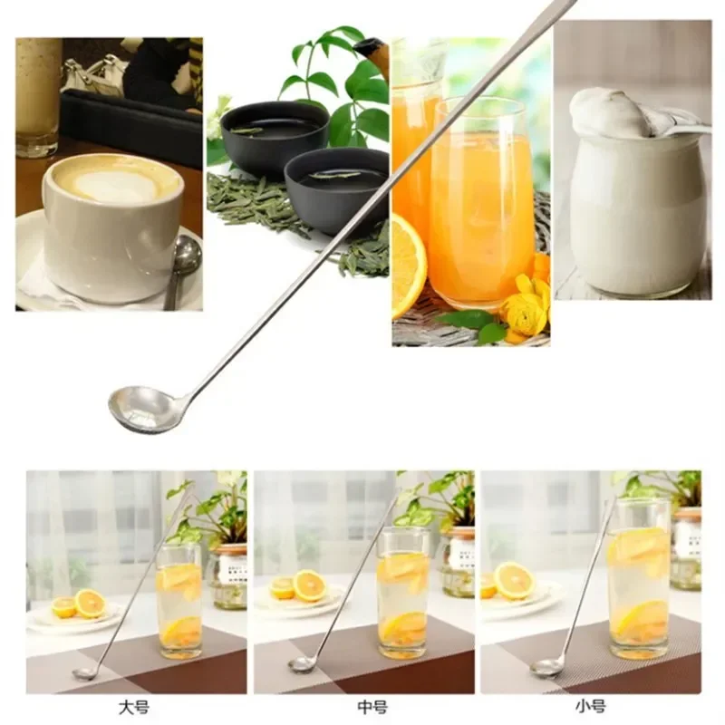30CM Stainless Steel Long Handle Stir Spoon Creative Ice Cream Dessert Scoop Korean Cocktail Coffee Tea Mixing Spoon Flatware stainless steel spoon tea spoon