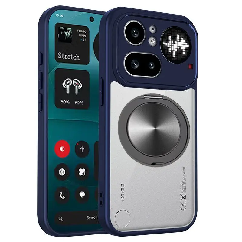 Transparent Hard PC Case with Ring Stand and Magnetic Protective Back Cover