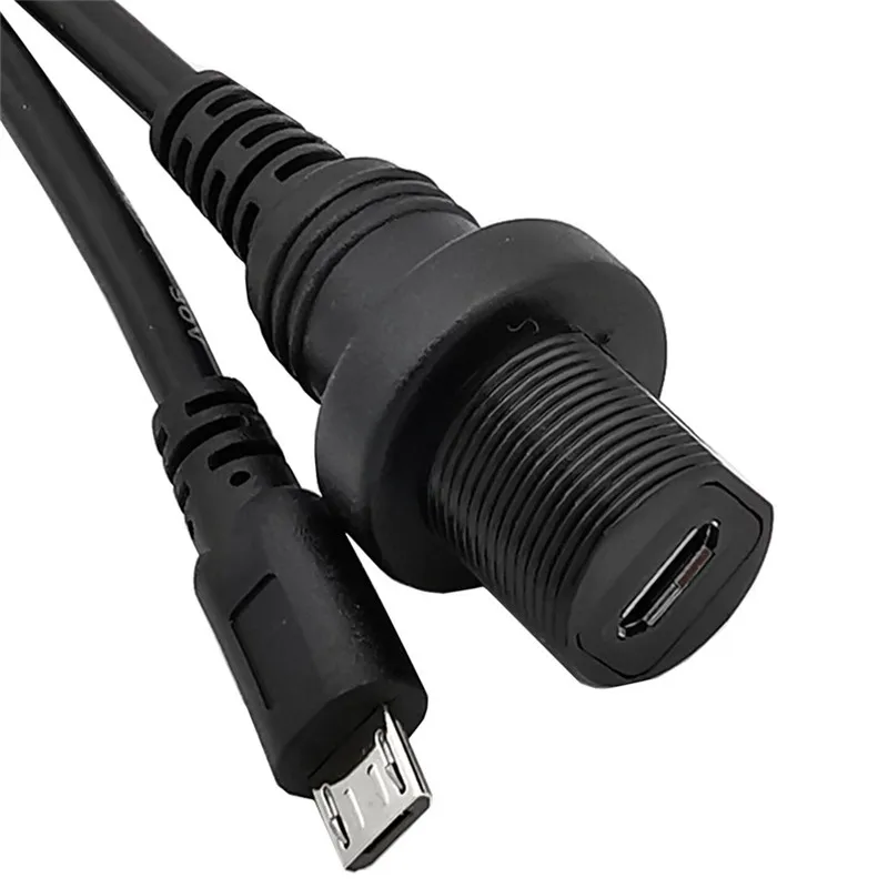 IP67 Micro USB Waterproof Cable Micro-USB 2.0 5pin IP 67 Male to Female Panel Mount WaterProof Connector Extension Cord 0.3m 1m micro usb waterproof cable