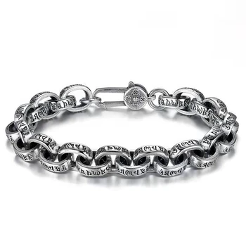 2023 Factory Price High Quality S925 Sterling Silver New Six-Character Mantra Bracelet Men Women Retro Trend Jewelry Gift 1