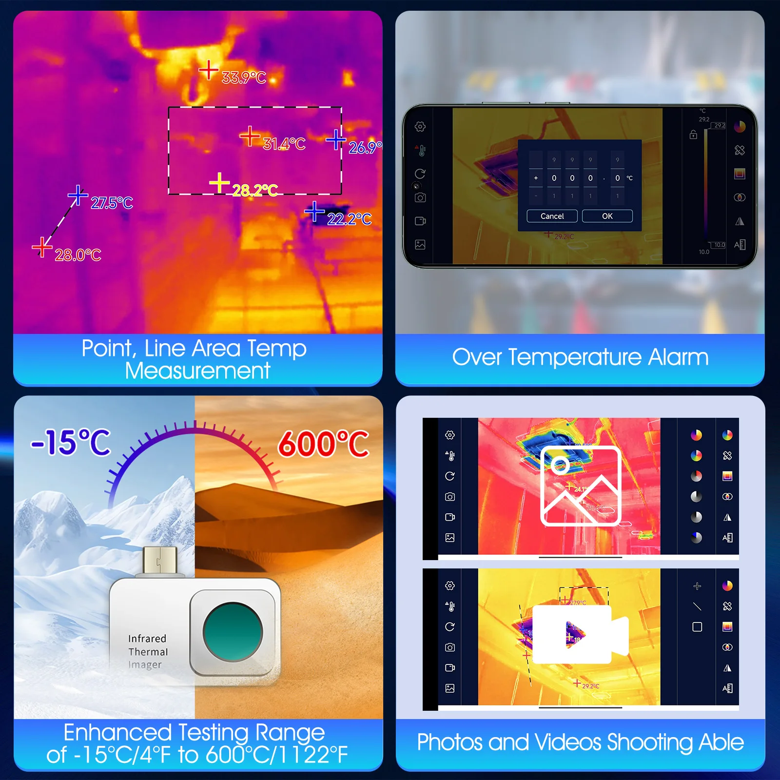Telecamera termica 256x192 Android OTG -20°C~600°C Type-C