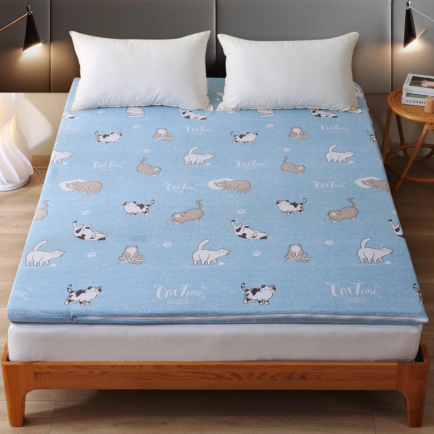 מגן מזרן חדש בעל שישה צדדים, כיסוי מלא, יחידה אחת, עם רוכסן, ספוג טאטאמי, חום, כיסוי מיטה, נוח וידידותי לעור