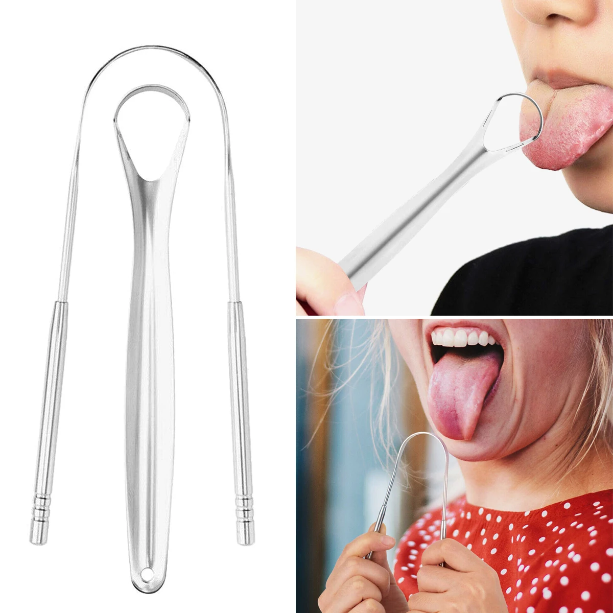 U Type Tongue Scraper Stainless Steel Oral Tongue Cleaner Brush Cleaning Coated Tongue Toothbrush Oral Hygiene Care Tools