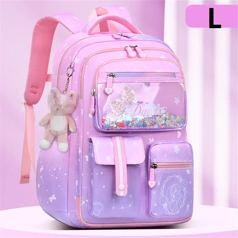 Primary Bow Knot Schoolbag With Rabbit Pendant For Girls Orthopaedics Kids Backpack Kawaii Waterproof School bag 2