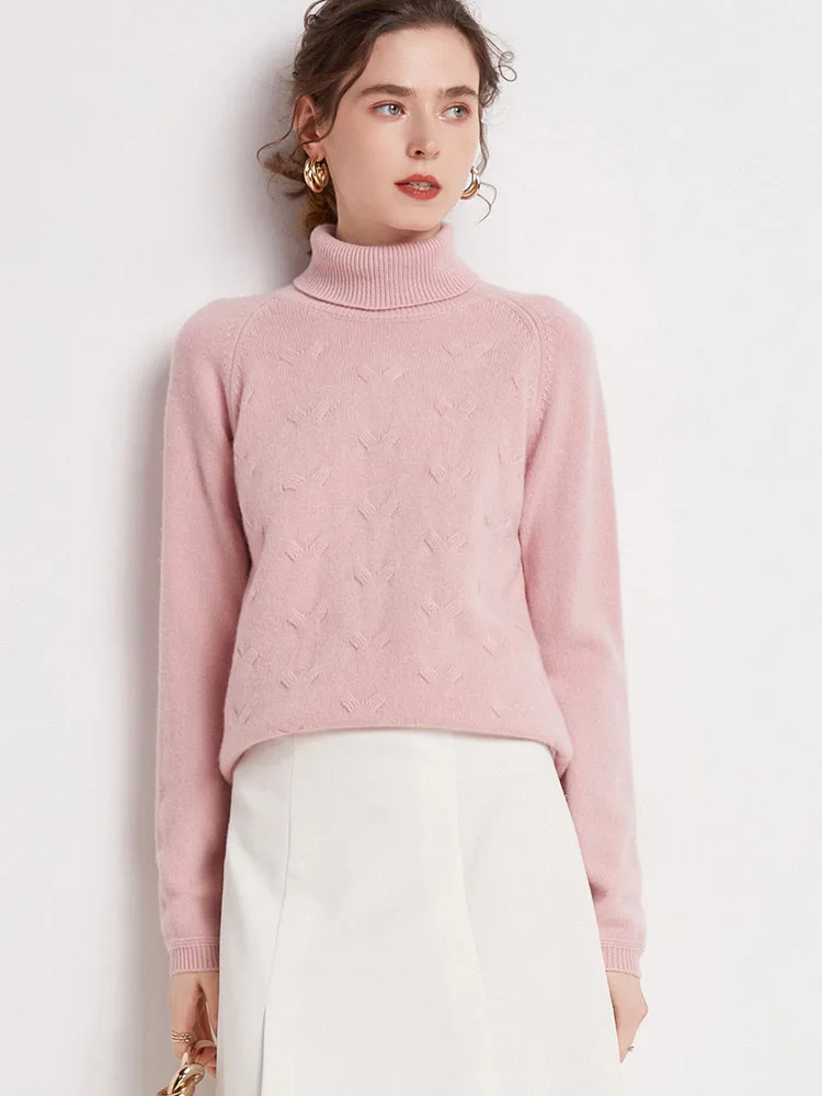 

Addonee Autumn Winter Women's Turtleneck Pullover Sweater Thick Warm Soft 100% Cashmere Swetaer Knitwear Female Clothing Tops