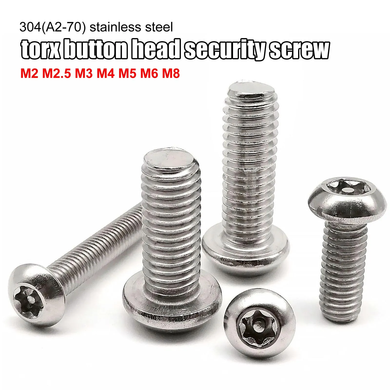 M2 M2,5 M3 M4 M5 M6 M8 304 Edelstahl Sechs Lappen Torx Knopf Pan Runde Kopf Mit Pin Manipulationssichere Sicherheit Bolzen Schraube