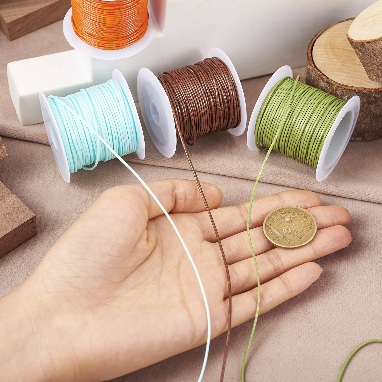 10 Rolls About 10m/roll Waxed Polyester Cord 1mm Round Jewelry Cord for Braid Beading Bracelet Necklace DIY Findings