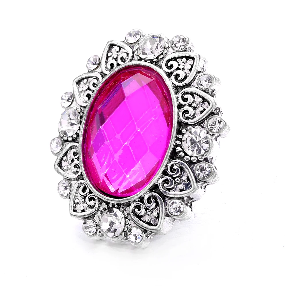 20pcs Colorful Crystal Metal Oval Heart Snap Button Fit 18mm Snap Button Bracelet Necklace Charm Jewelry