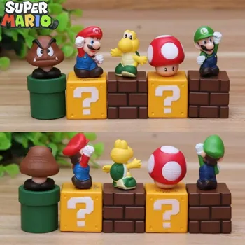 Super Mario Action Figures 5pcs/set Luigi Yoshi Model Doll Anime Collection Ornaments Cake Decorations Toys Children Gifts