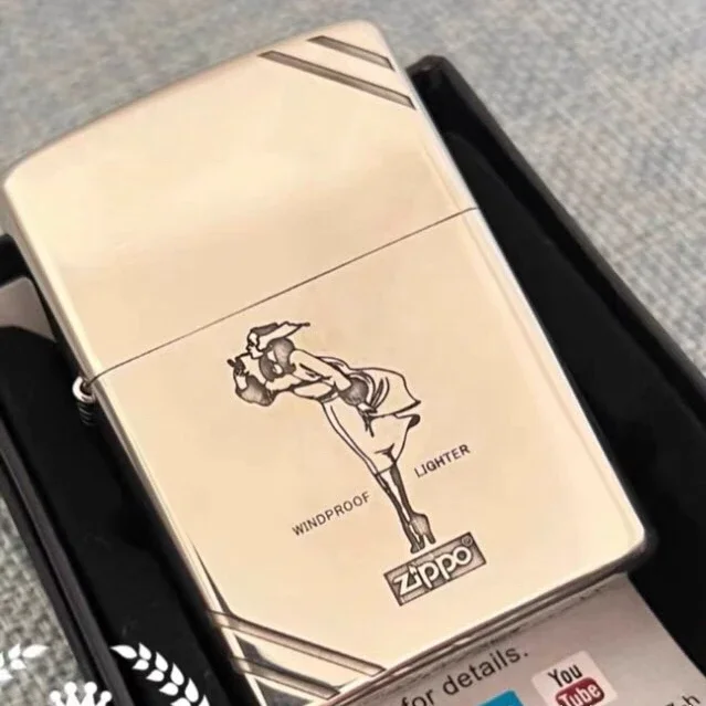 Accendino Zippo Lady Ottone Dorato Con Collezione Antivento Tagliata In Scatola