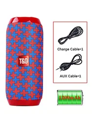 Portable Bluetooth Speaker with Wireless Woofer and Multifunctional Connectivity (Red and Blue)