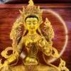 Green Tara Bodhisattva bronze statue pure copper ornament boutique Tibetan tantra Buddha statue home one foot gilt carving 3