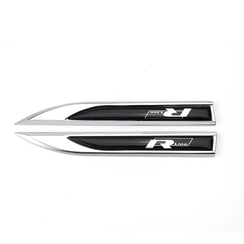 폭스바겐 VW R R라인 배지 골프 제타 MK4 파사트 폴로 시로코 T-ROC 벤토용 2PCS 자동차 펜더 사이드 엠블럼 스티커 장식