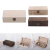 High Quality Rectangular Wooden Storage Box Retro Jewelry Box Desktop Organizer Wood Clamshell Container Wooden Gift Box 3