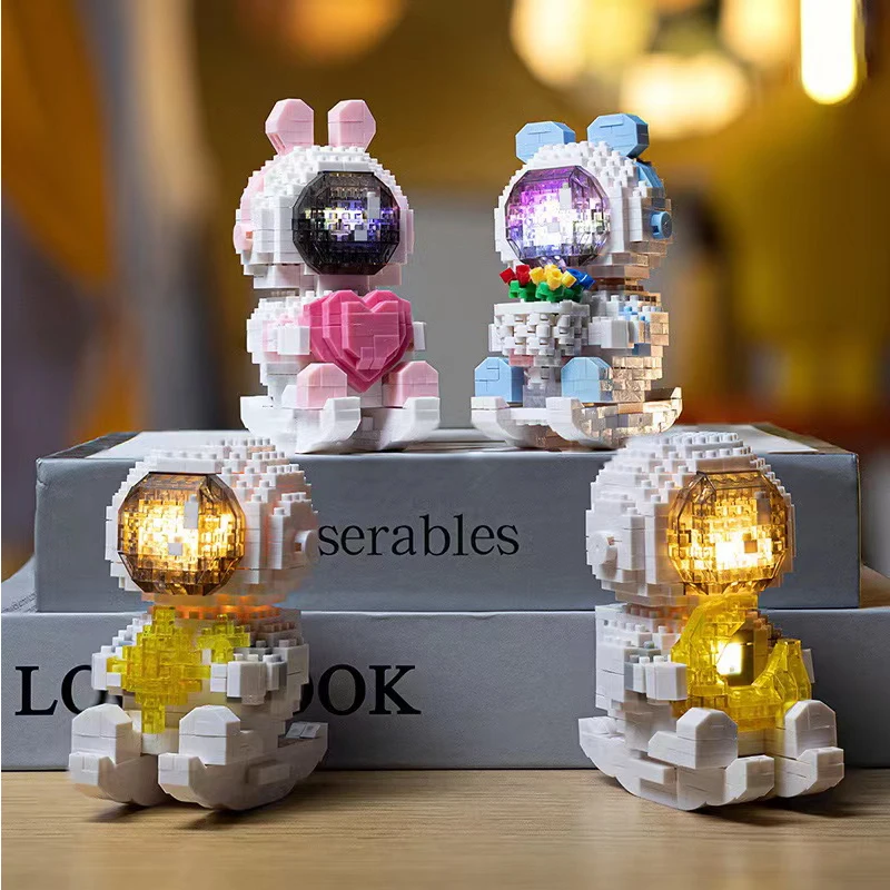 

Blocks Kids Toys Anime Figure Astronauts Series Night Light Kawaii Granule Assemble Building Block Desktop Decorate Holiday Gift