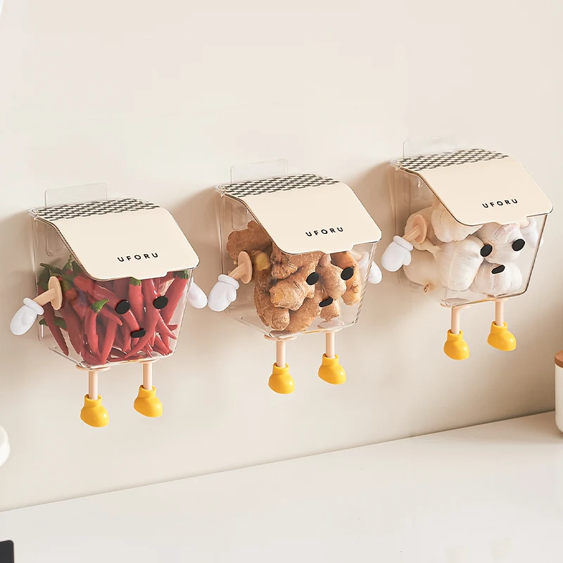 UFORU Kitchen onion ginger and garlic storage box shelf punching wall hanging basket seasoning storage basket 5