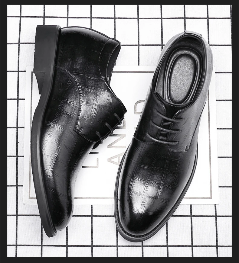 Echtes Leder Dicken Sohlen Männer Aufzug Schuhe 3/6/8 CM Höhe Erhöhen Lift Männer Formale Oxford Schuhe für Business Hochzeit Party – Detail 3