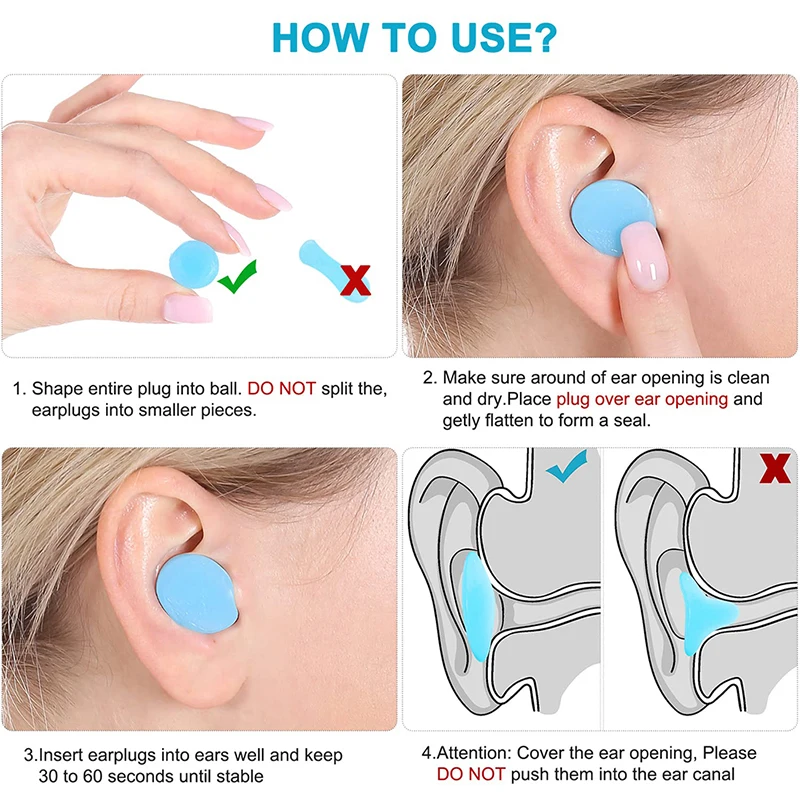 8PCS/20PCS Silicone Ear Plugs Noise Reduction Sleep Anti Canceling Sound Insulation Sleeping Protection Reusable Earplug