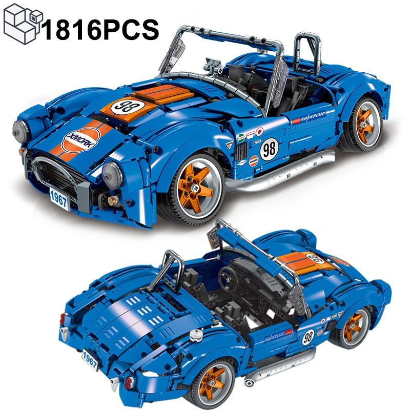 1816Pcs Technical Shelby Cobra 427 Csx Convertible Sports Car Building Blocks Speed Racing Vehicle Bricks Toys Gifts For Boys