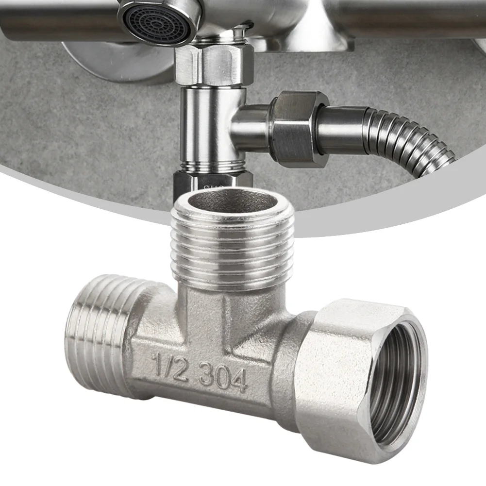 Diverter Valve Toilet Diverter Valve Copper T Adapter G1/2" T-Valve For Bath Bidet Sprayer Shower Fitting 4 Points Copper Three-way Water Pipe T Adapter Valve