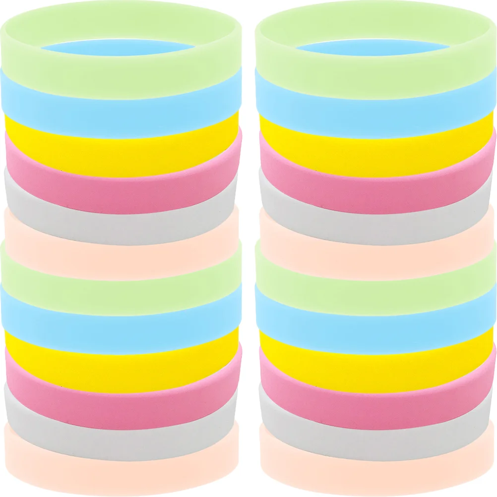 24 Pcs Silicone Bracelet Bracelets Glow Hair Bands Luminous Sports Aldult Light up Party Favors for Kids