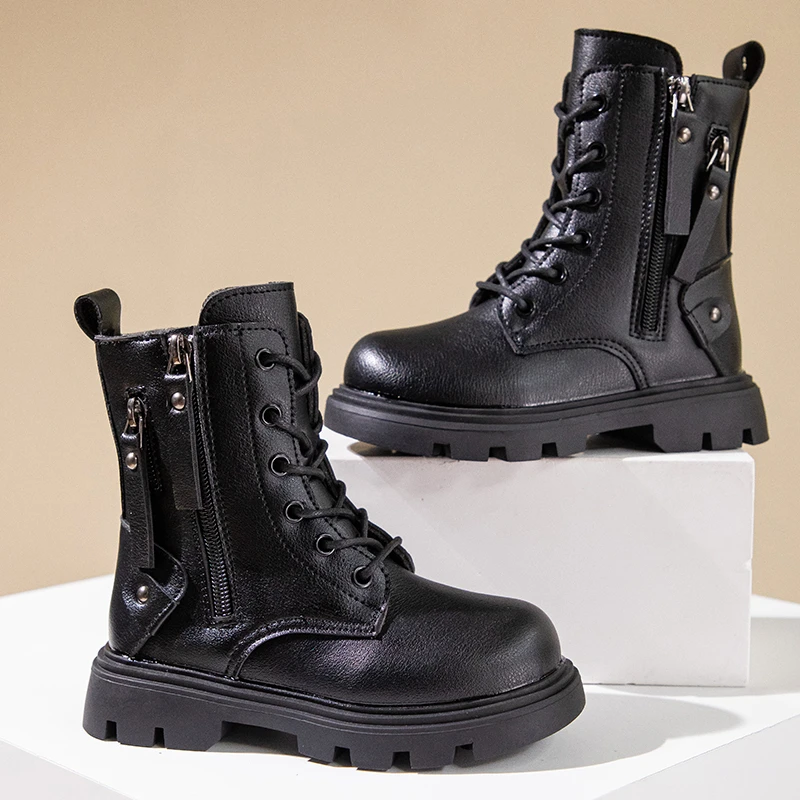 Girls Mid Calf Boots Autumn Breathable Soft Sole Kpop Style