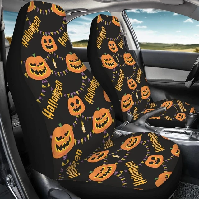 2pcs Skull Printed Car Seat Cover Front Seats, Bucket Seat Protector Car  Seat Cushions For Car, SUV, Truck Or Van For Women Man