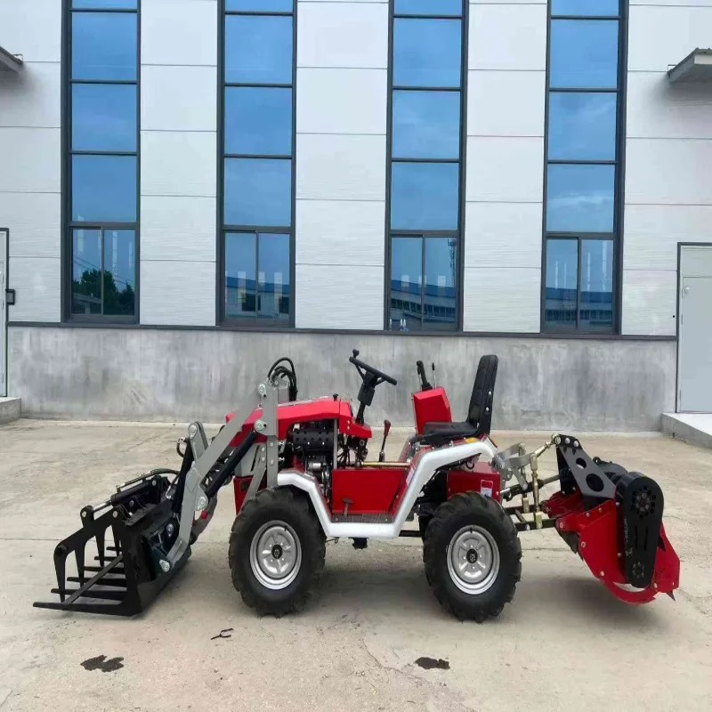 Piccolo Trattore Agricolo con Spedizione Gratuita, Unità Multifunzione con Caricatore, Motozappa, Tosaerba, Bulldozer per Frutteti