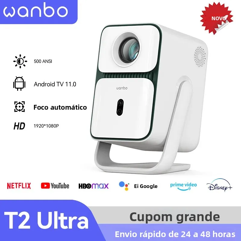 Projetor Wanbo T2 Ultra Andorid TV11.0 1080P com suporte para