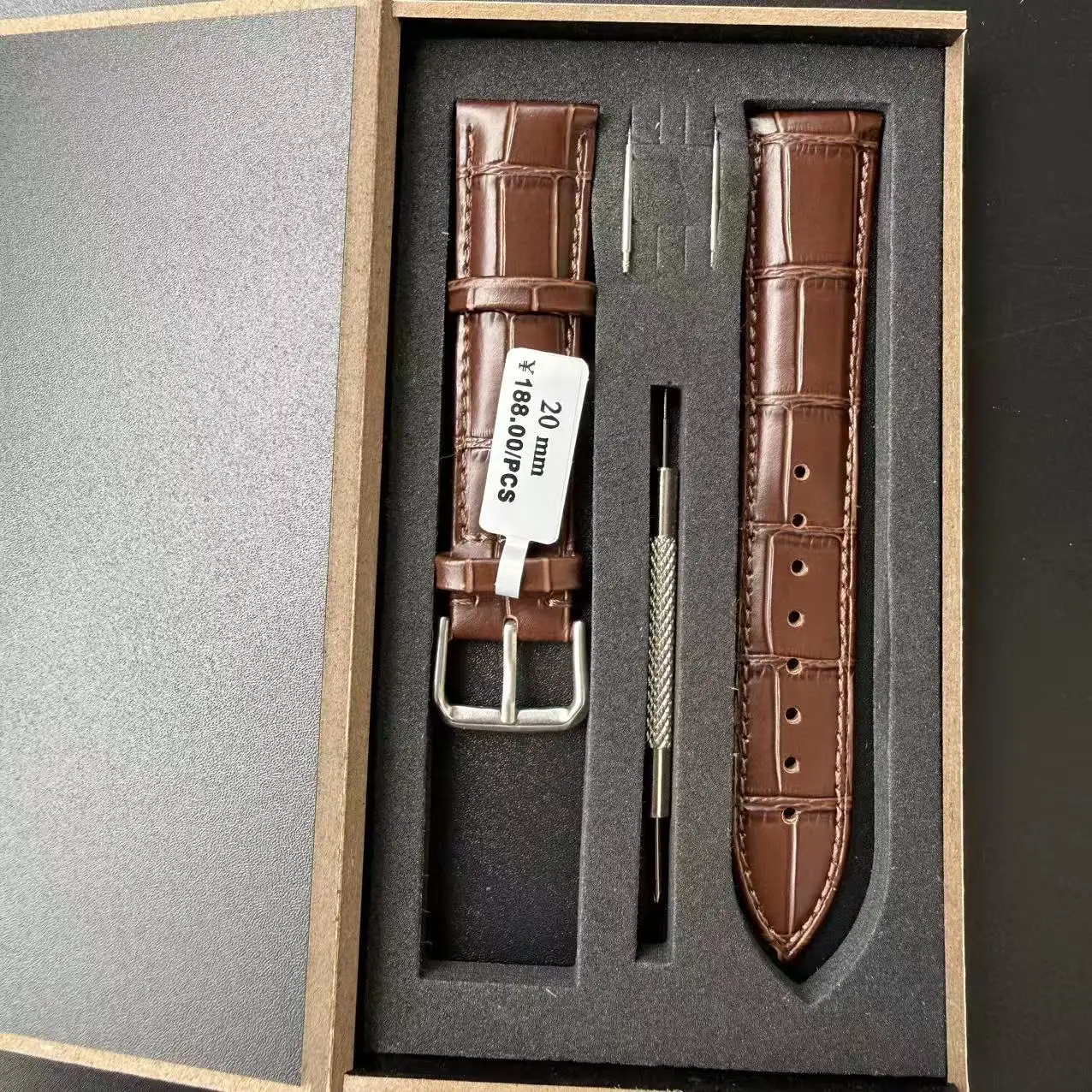 Premium Genuine Leather Watch Band with Steel Pin Buckle & Gift Box