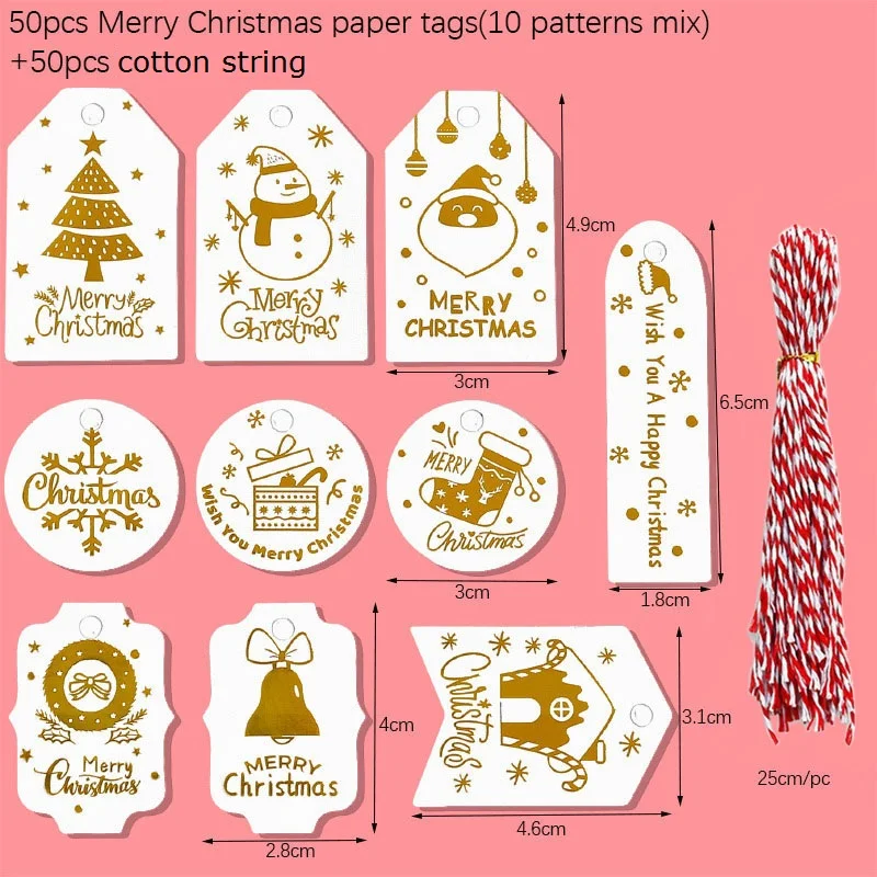 Coffret de décoration,Étiquettes de joyeux noël en papier imprimées,50 ...
