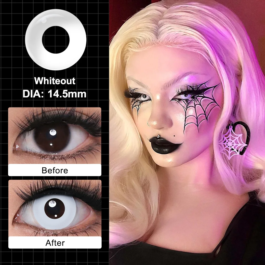 MAGISTER – Kontaktlinsen für den jährlichen Gebrauch, Halloween-Kontaktlinsen für Cosplay, farbige Kontaktlinsen, weiße Kontaktlinsen für Augen, Kontaktlinsen für Make-up, weißes Netz. – Detail 5