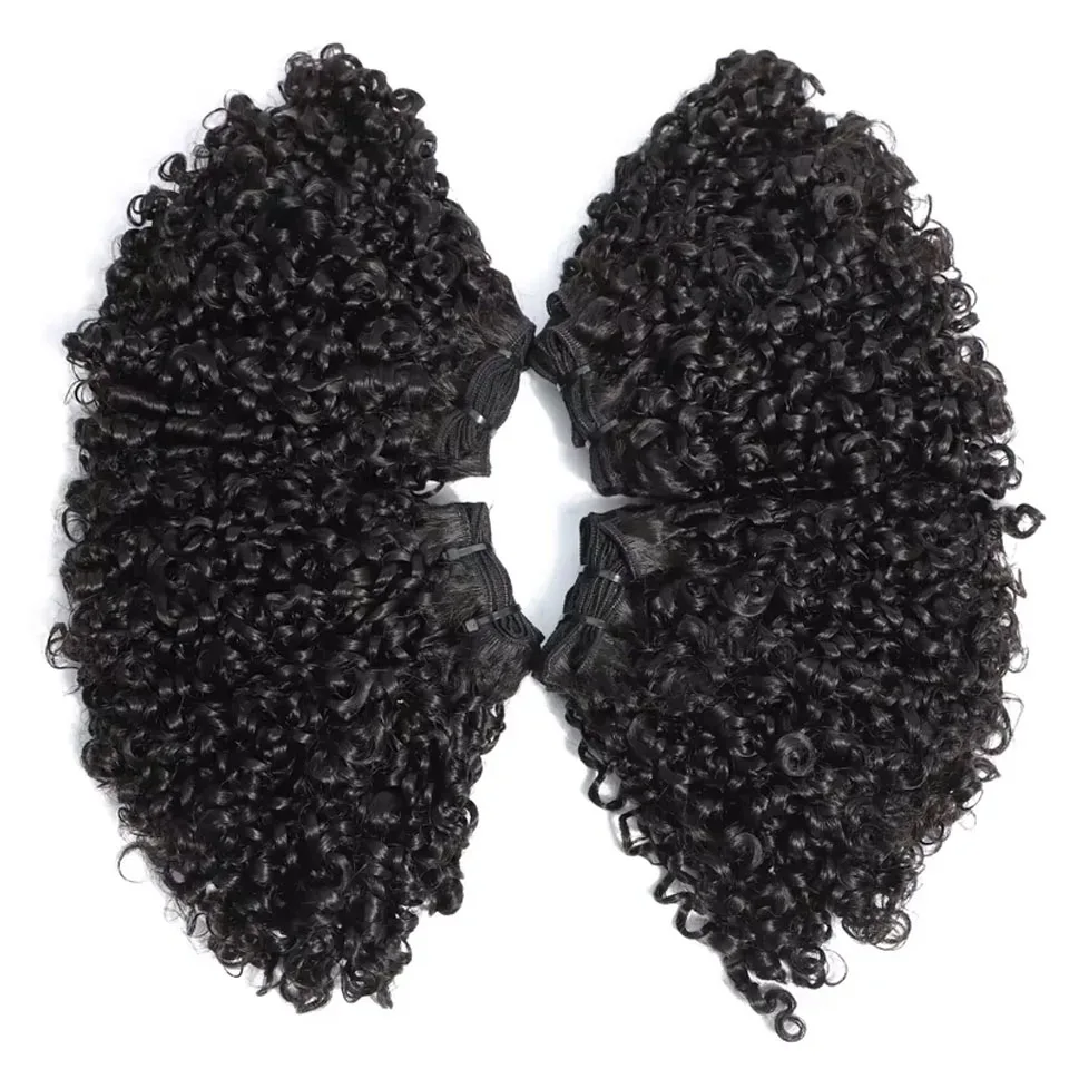 3B 4C Burmese Pixie Curly Hair Bundles Virgin Human Hair Burmese Vietnamese Raw Human Hair Extensions Wholesale For Full Head 3