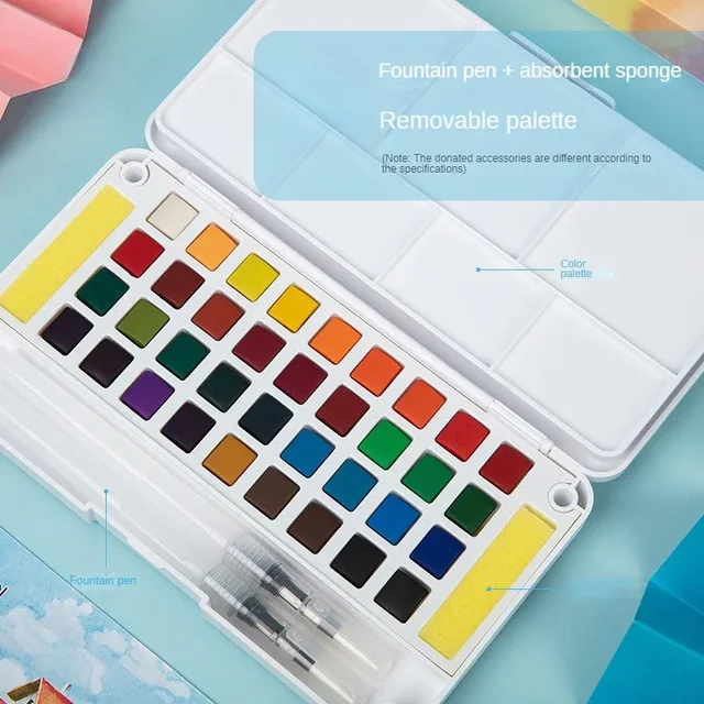 Set di colori ad acquerello da 12/24/36/48 colori con penne a pennello ad acqua, materiali artistici, per artisti, amatoristi e amanti della pittura 3