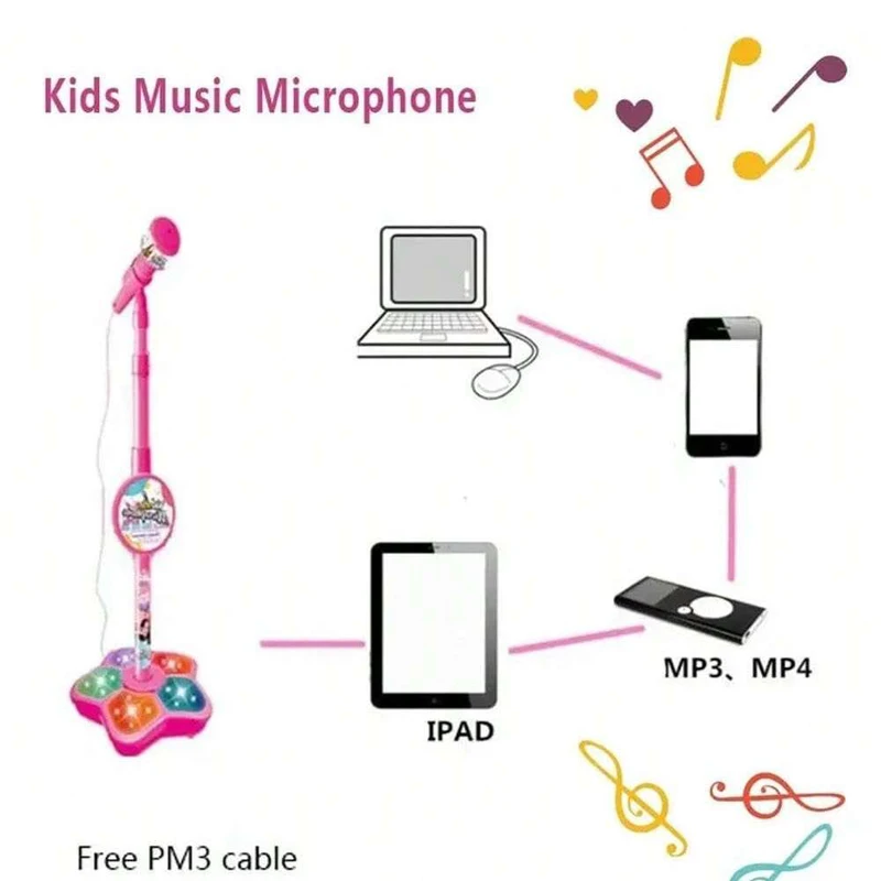 Kids Microphone Stand Toy, Portable Children's Karaoke