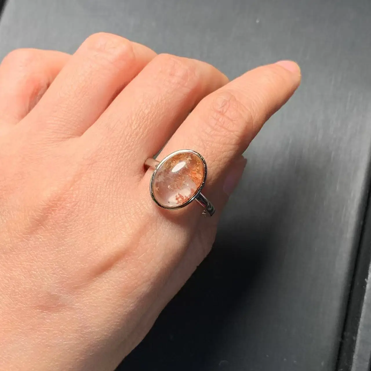 Natural Ghost Crystal Ring Stone Female Handmade Rings Jewelry for Women Gift Purple Flower