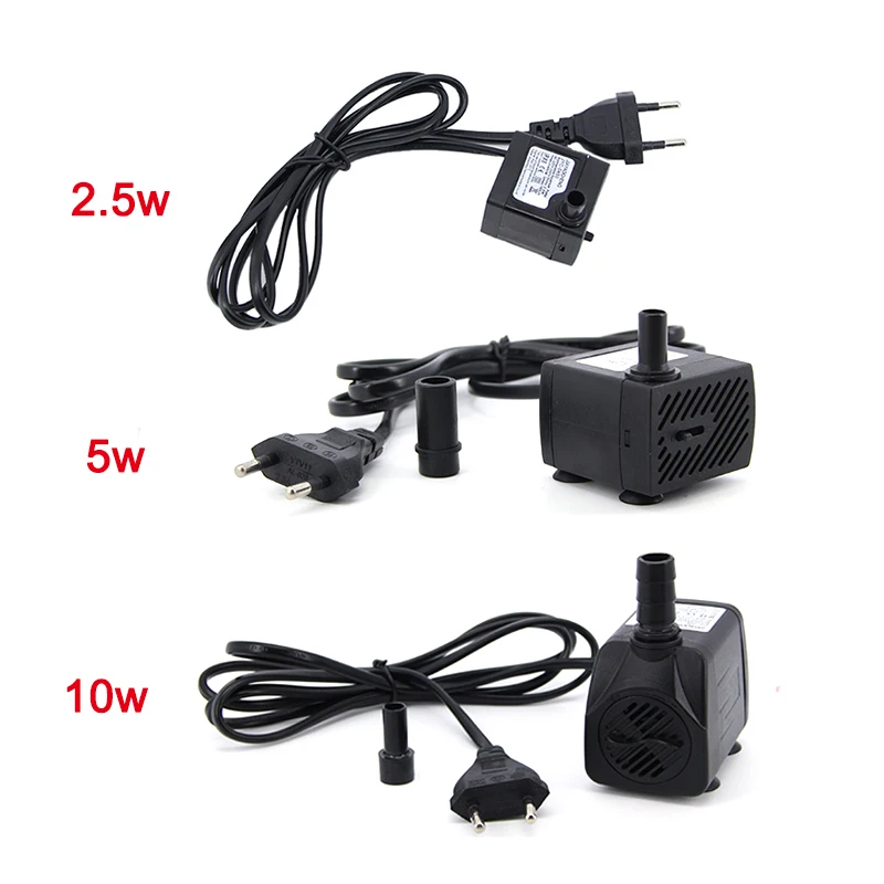 AC 220V EU US Plug 2.5W 5w 10w Submersible Water Pump Aquarium Fountain Pump Air Fish Pond Pool Tank Water Pump k