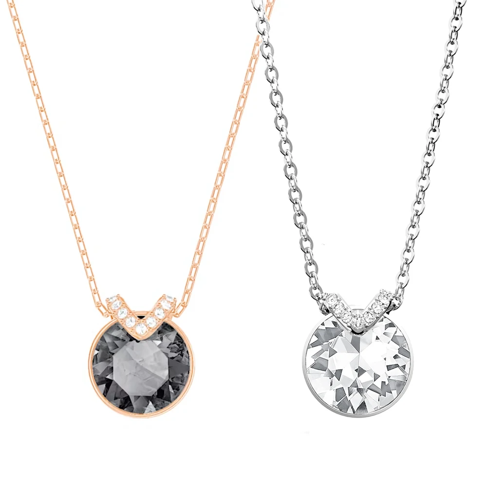 Romantische Bella V-Anhänger-Halskette für Frauen, Hochzeit, Freunde, Weihnachten, Premium-Kristalle aus Österreich, silberfarbener Gold-Schmuck