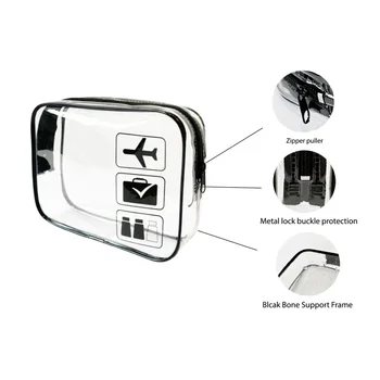 Borsa per cosmetici trasparente per trucco Borsa da toilette da viaggio portatile Custodia impermeabile trasparente Custodia per kit di lavaggio da viaggio per la casa 1