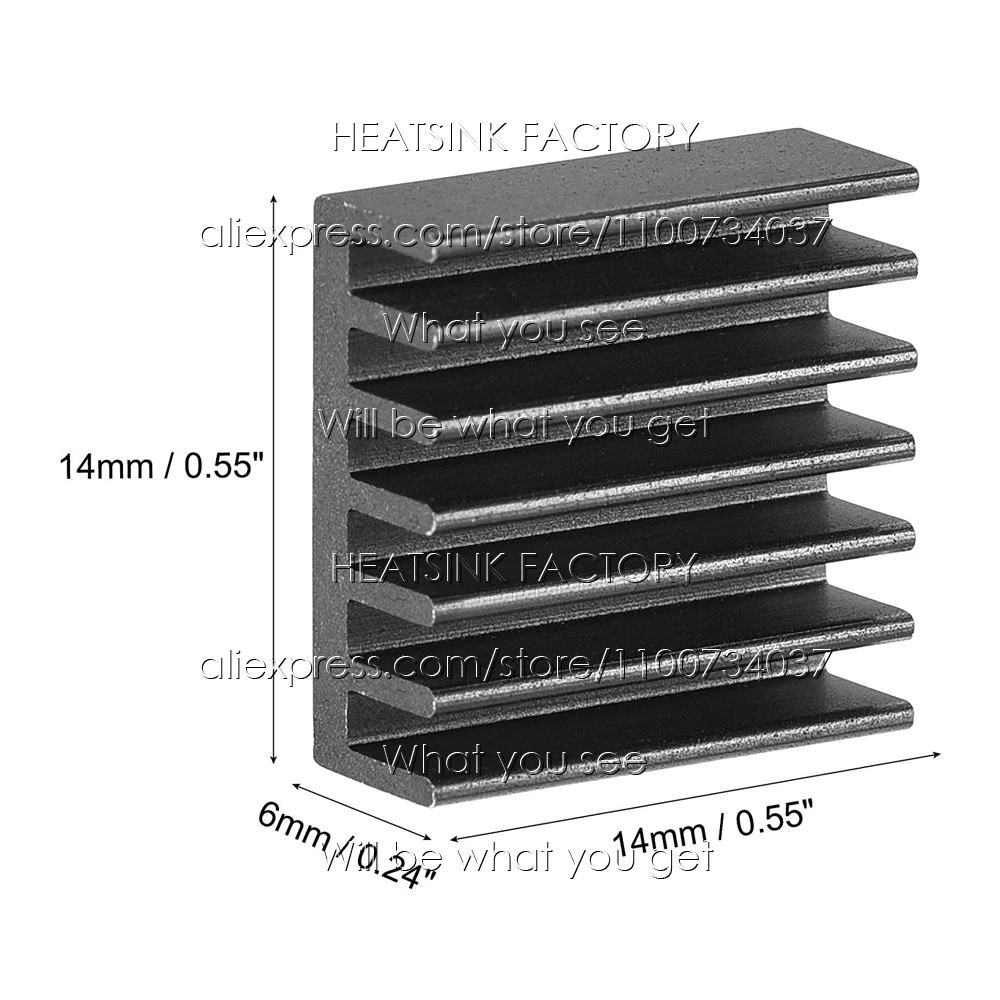 양극산화 알루미늄 냉각 방열판, 열 양면 테이프 포함, 14x14x6mm, 실버 및 블랙