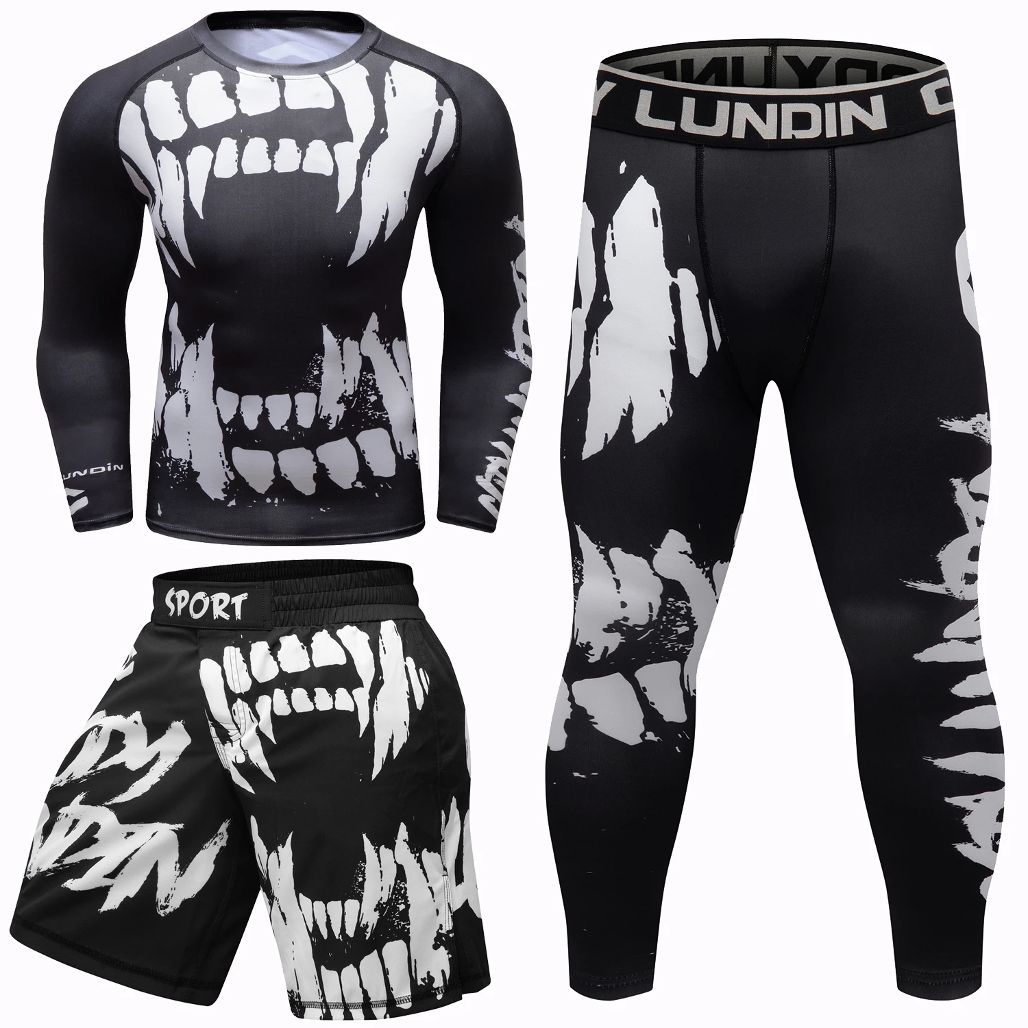 MMA Compression Jiu Jitsu T-Shirt Bjj Rashguard Men kickboxing Sportsuit MMA T-shirt Muay Thai Shorts Boxing Set Rash Guard sports apparel mens t shirt