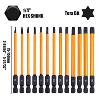 ​14Pcs 75/100/150mm Impact Torx Bit Set With Screwdriver handle T5-T40 Star Screwdriver Bit Tamper Proof Torx Bit Set 2