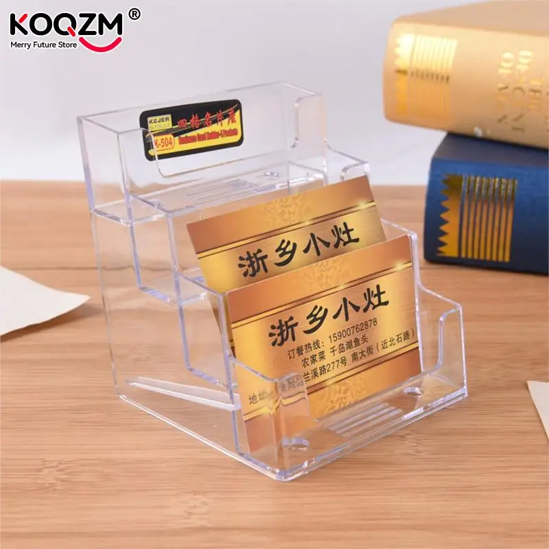 Promotion Four Pockets Clear Desktop Office Counter Acrylic Business Card Holder Stand Display Fit For Office School Best