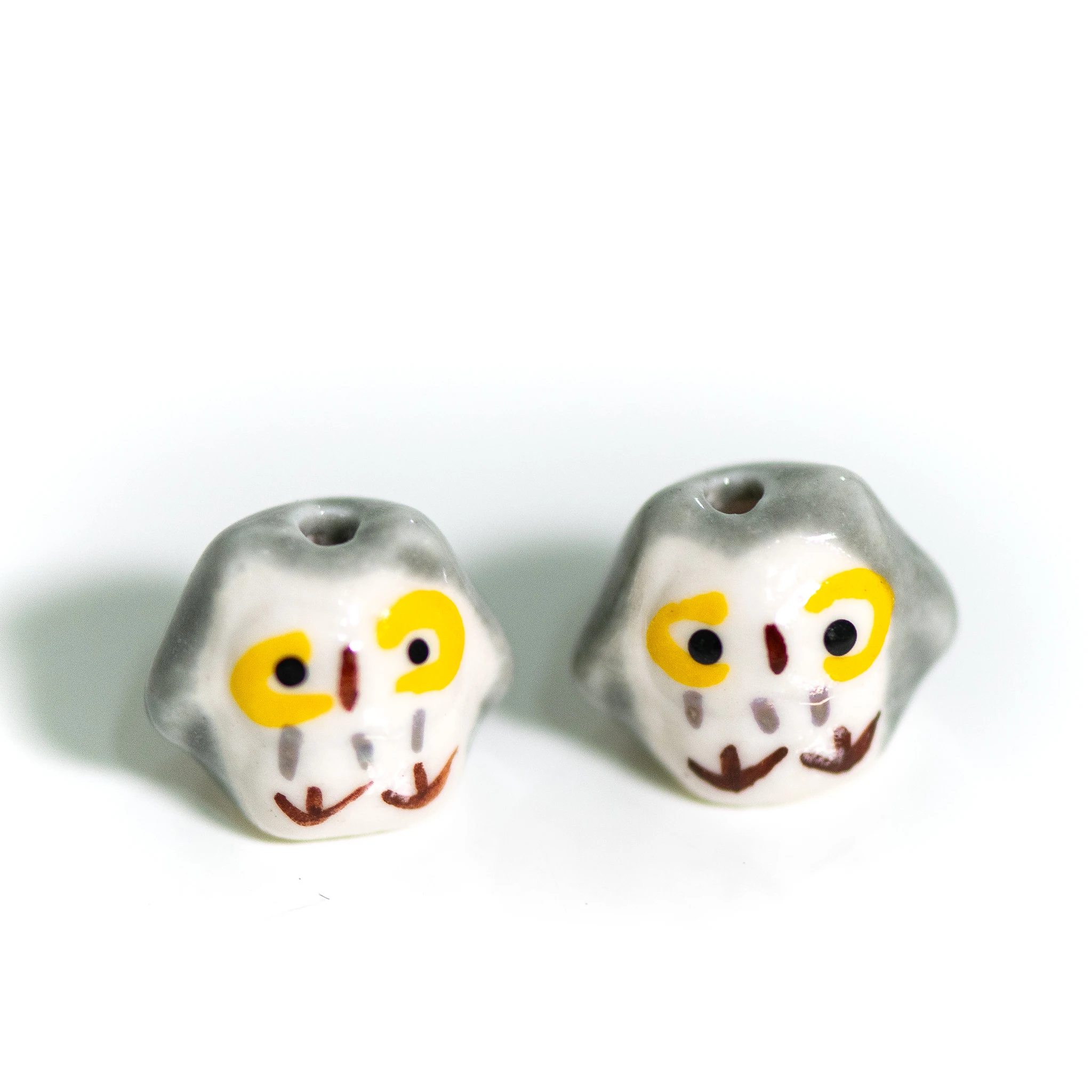 Handgefertigte Keramik-Eulenperlen 15–18 mm mit 2,5–3 mm Loch, handbemalte Cartoon-Tierperlen für DIY-Schmuck, hochtemperaturbeschichtet – Detail 4