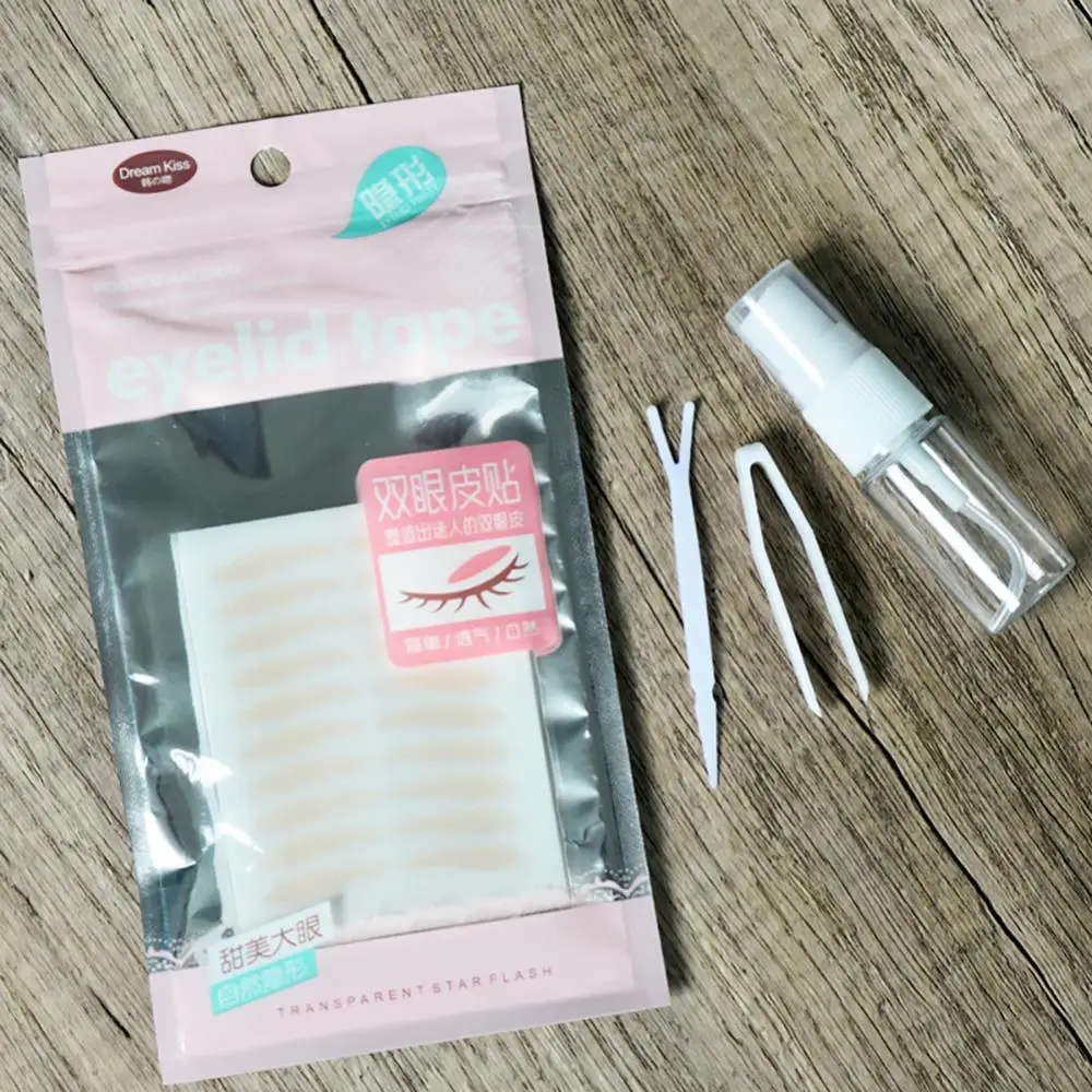 보이지 않는 눈꺼풀 스티커 세트, 물 스프레이 병 포함, 투명 자기 접착 쌍안 숙녀 아이 메이크업 화장품 도구