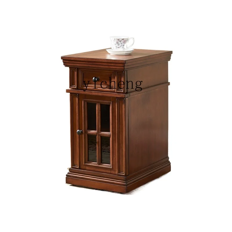 

XC American Country Sofa Side Cabinet Solid Wood Vintage Coffee Table Cabinet Side Storage Cabinet Living Room